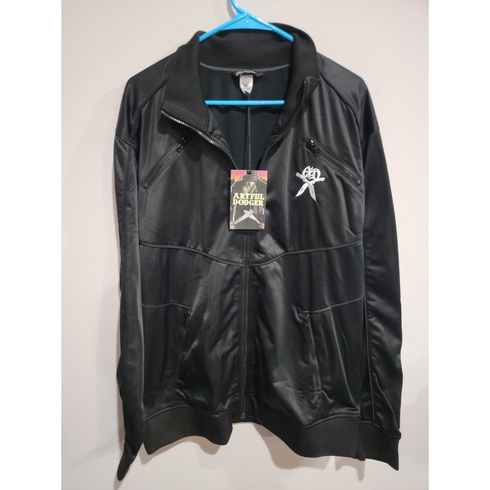 ARTFUL DODGER Men's 3X Black Embroidered Logo‎ Zip Up Lightweight Jacket $98 NEW